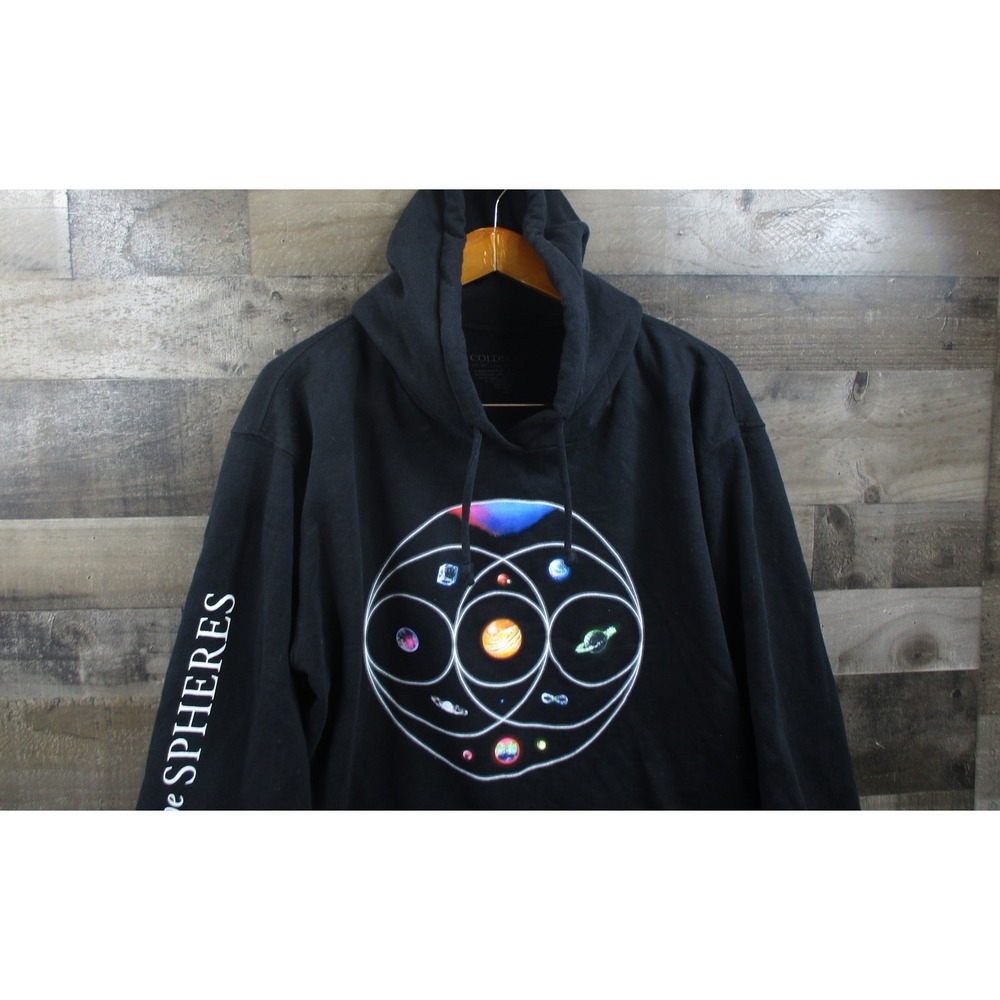 Coldplay Hoodie Mens 2XL Black Music of the Spheres Pullover Band Tour Graphic